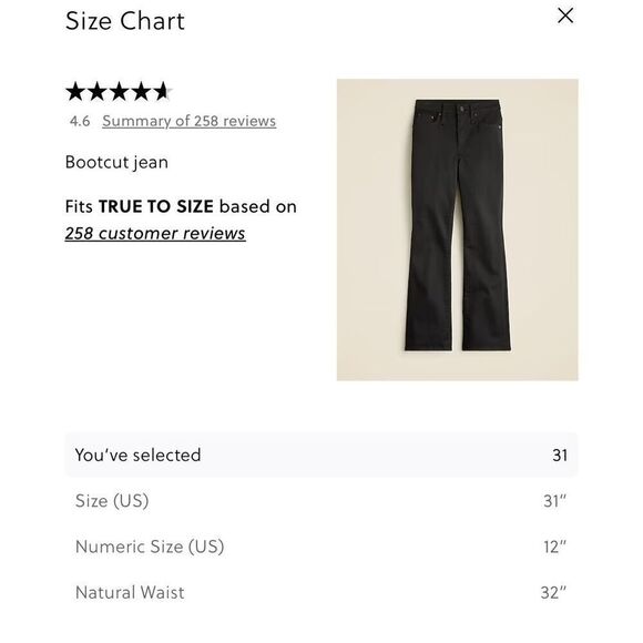 J.Crew Petite bootcut jean True Black Size 31 NWT CC512 - Picture 10 of 12